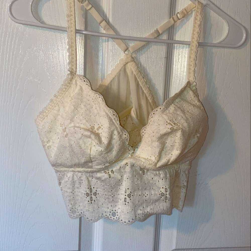 White lace bralete.